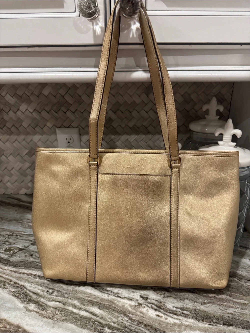 Michael Kors Sady Gold Metallic Leather Tote Bag